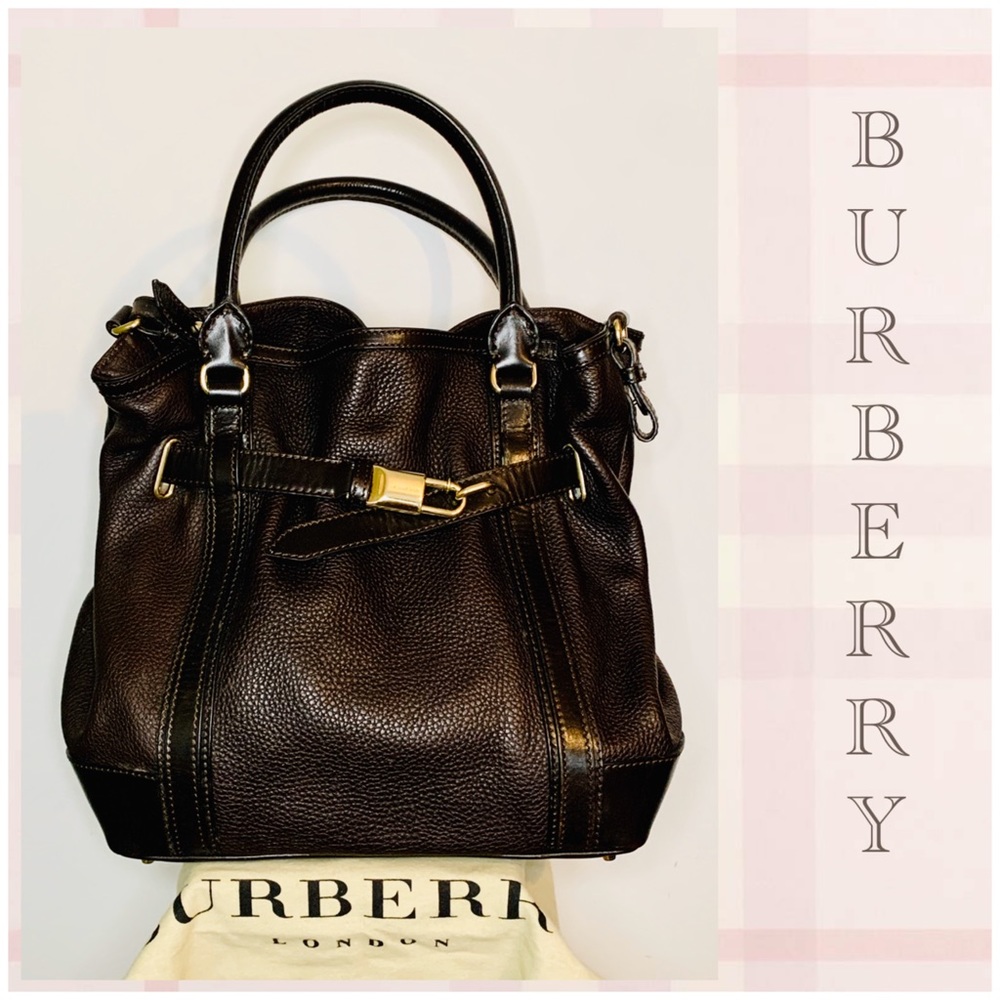 Labor Day SALE Chocolate Leather Burberry Satchel